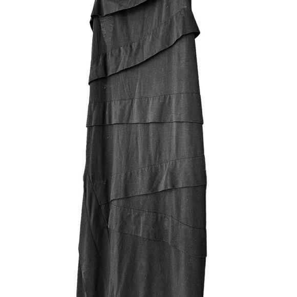 CLU x ANTHROPOLOGIE Black Layer Tiered Stretch Cotton Midi Bodycon Racer… - Picture 10 of 11